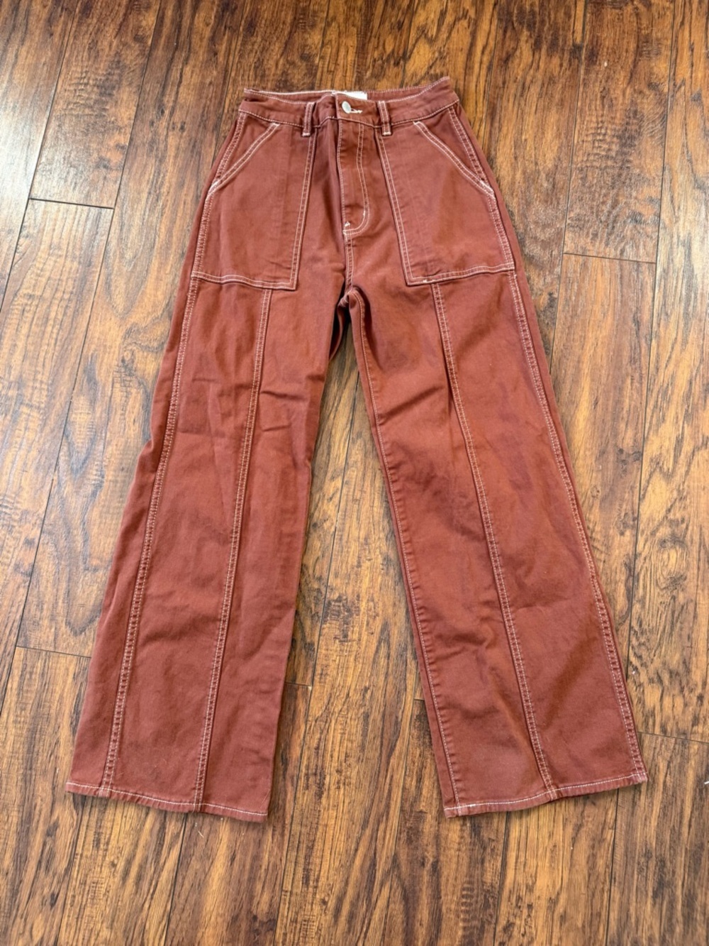 ROLLA'S Heidi Trade Jeans High-Rise Loose Straight Cargo Pants Chesnut Brown 24 - Picture 5 of 10